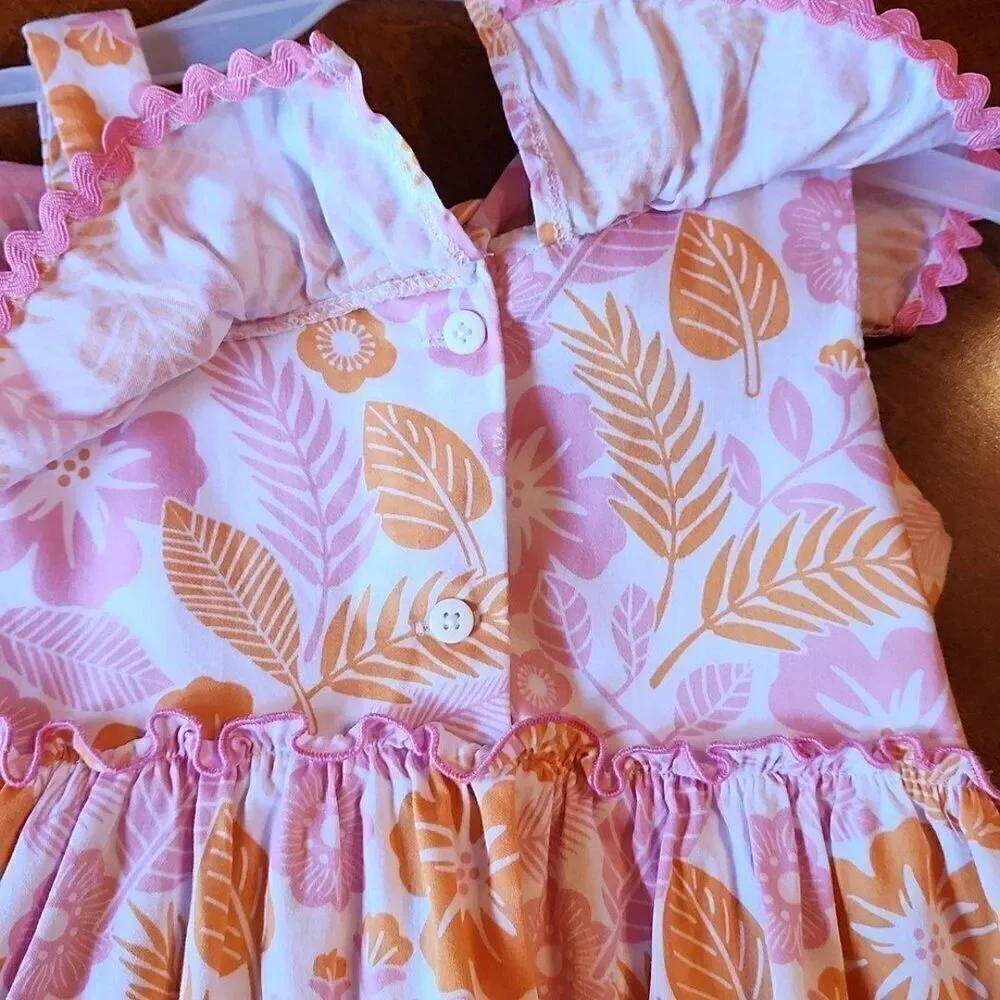 Good Lad Girls Ruffle One Shoulder Dress, Size 4T, Pink & White Hawaiian